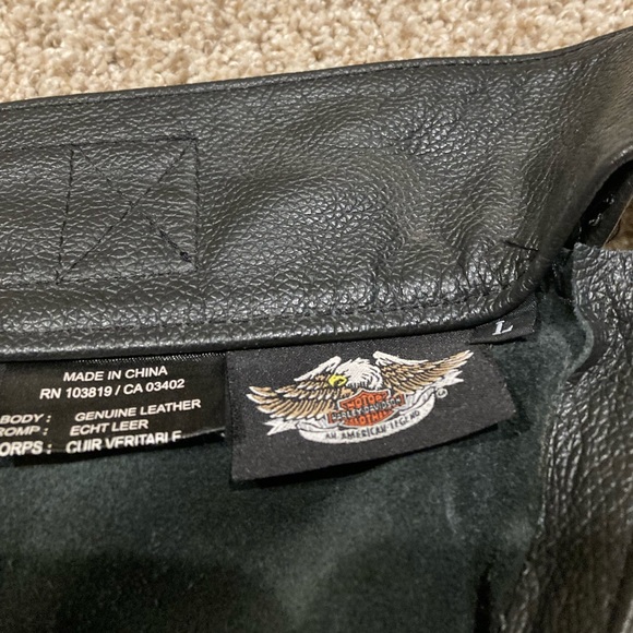 Men Harley Davidson genuine leather black chap riding pant size l - Picture 2 of 4